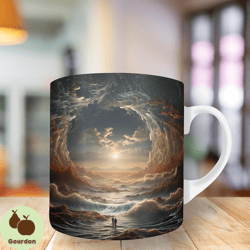 3d landscape ocean sun Mug Wrap, 11oz And 15oz Mug Template, Mug Sublimation Design, Mug Wrap Template, Instant Digital