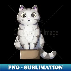 Tabby Cat Sitting In Small Box - Retro PNG Sublimation Digital Download - Create with Confidence