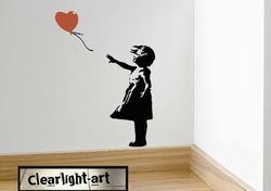 Banksy Girl with Red Balloon Wall Decal Sticker Black and Red Vinyl Street Art
