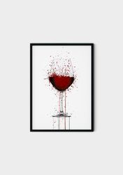 118 Red Wine Glass Canvas - wine glass Wall Art - Wine glass wall art print - red wine glass painting, wine glass canvas