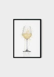 117 White Wine Glass Canvas - wine glass Wall Art - Wine glass wall art print - white wine glass painting, wine glass ca