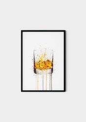 110 Whisky Glass Canvas - Whiskey Glass Wall Art Print - Wall Art Print Whisky - Whisky painting , Whiskey canvas ,canva
