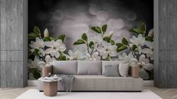 White Magnolia Flower Wallpaper, White Flower Wall Art, Botanical Wall Stickers, Gift For Him, Trendy Wall Poster, 3D Wa