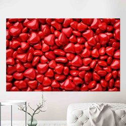 Red Art, Heart Candy Canvas Print, Modern Canvas Poster, Large Wall Decor, Food Canvas Art, Personalized Gift For Him,