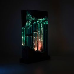Dolphins & Divers Roam In Ancient Ruins - Epoxy Resin Lamp | ARTVISI