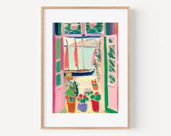 Henri Matisse Print Open Window Vintage Wall Art Colorful Wall Art Flowers on Window Landscape Wall Art Home Decor or Ho