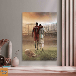 Lionel Messi Cristiano Ronaldo, Football Wall Decor, Man Cave Printed, Messi Art Canvas, Ronaldo Art Canvas, Famous Canv