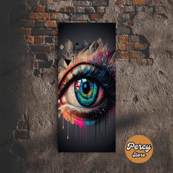 Vibrant Graffiti Style Eye Wall Art Canvas Print - Street Art Inspired Graphic Illustration Artwork