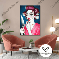 Redhead Model With Her Hair Wrapped In Coke Bottles Roll Up Canvas, Stretched Canvas Art, Framed Wall Art Painting