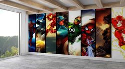 Marvel Wall Paper, Personalized Wallpaper, Boy Room Wall Paper, Super Heros Wall Stickers, Children Wall Print, Papercra