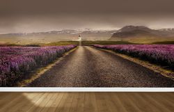 3D Wallpaper, Wall Mural Wallpaper, Wall Paper Peel And Stick, Gift For The Home, Flowery Road Landscape Paper Art, Rain
