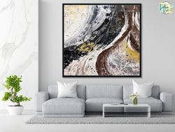 black grey wall art texture painting oversized canvas art office decor for men personalized gift for him outdoor decor b