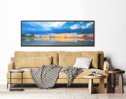 Sunrise , Oil Landscape Painting On Canvas - Ready To Hang Large Gallery Wrap Canvas Wall Art Prints With Or Without Ext