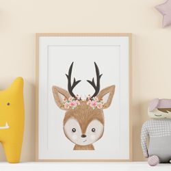 Nursery decor, Cute nursery wall art , Deer Nursery Art, Baby Girl nursery art, Printable nursery art, Baby Animals Art