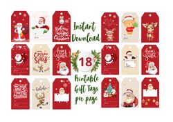 Printable Christmas Gift Tags, Holiday gift tags, DIY gift tags, Holiday gift wrapping, Assorted Christmas gift tags,
