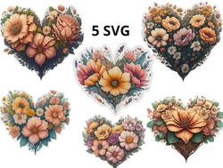 Happy Valentine's Day svg, Valentines day svg bundle, 5 HEART SVG, Heart sticker, Vector, ClipArt, Svg color hearts