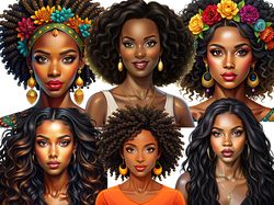 Black women clipart, African american clipart, Black women on transparent background, Fashionable girl bundle 11 PNG.