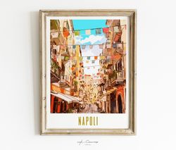 Napoli Travel Poster Naples Italy Poster Maximalist Decor Mid Century Modern Wall Art Naples Print Landscape Prints Ecle