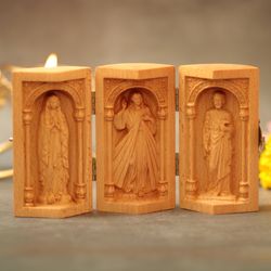 Altar Wood Carving, Wood Carving catholic icons, Wooden Religious Gifts, Best Friend Gift,Fathers Day Gift