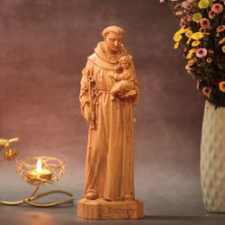 St. Anthony Wooden Statue Religious Gifts Saint Anthony statue Religious Catholic Statue Religious Christian Decor
