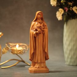 Saint Teresa of Jesus Wooden Statue, Wooden Catholic Religious Gifts, Housewarming Gift, Home Decor,Mother's Day Gifts I