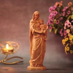 Madonna with Child Wooden Statue Christmas Gift Mary and Jesus Catholic Art Handmade Gift Handmade Home Decor Christmas