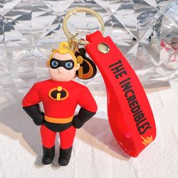 Disney animation keychain Mr. Incredible Family Superman doll keychain anime doll car key chain bag charm