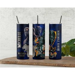 Black Panther, Christmas, Custom Names & Messages Added, Gifts For Him or Her, Personalized Tumbler w/Straw 20 OZ, Birth