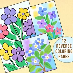 Fun & Relaxing Periwinkle Flower Reverse Coloring Pages for Adults & Kids