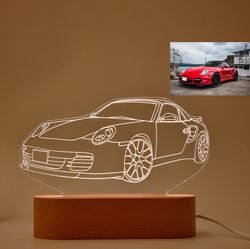 Car Guy Gift, Custom 3D Car Sketch Night Light, Super Car Truck Motorcycle 3D Photo Lamp