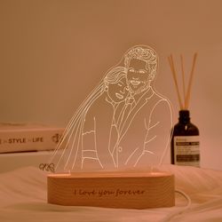Photo Engraving Personalized 3D Photo Lamp, Wedding Gift, Newlywed Gift