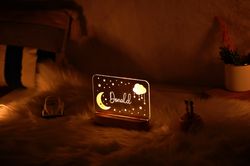 Moon and Stars Night Light, Toddler Gifts, Name Light for Kids