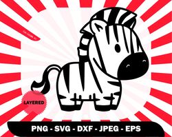 Cute Baby Zebra SVG, Zebra Outline Cut File, Cricut Silhouette, Zoo Animal Svg,  Digital Stamp, Baby Wall Decor, Kids La