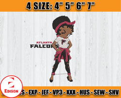 Atlanta Falcons Embroidery, Betty Boop Embroidery, NFL Machine Embroidery Digital, 4 sizes Machine Emb Files -29-Edison