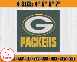 Green Bay Packers Logo Embroidery, Logo NFL Embroidery, NFL Sport Embroidery, Football Embroidery, D1