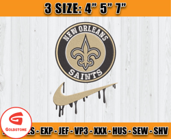 New Orleans Saints Nike Embroidery Design, Brand Embroidery, NFL Embroidery File, Logo Shirt 129