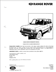 Range Rover 1987-1992 NAS Range Rover Workshop Manual PDF