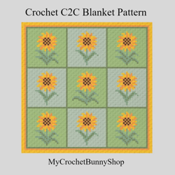 Crocher C2C Sunflower graphgan blanket pattern PDF Download