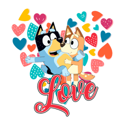 Bluey Bingo Love Heart Valentine SVG