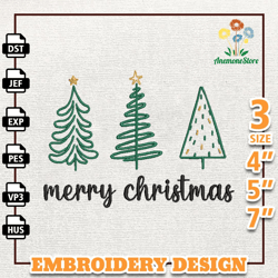 Merry Christmas 2023 Embroidery Design, Christmas Tree Embroidery Machine Design, Instant Download