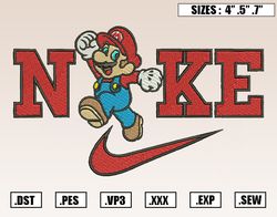 Nike Mario Embroidery Designs, Nike Disney Embroidery Design File Instant Download