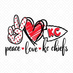 Peace Love KC Chiefs SVG, Kansas City Chiefs SVG, KC Chiefs Svg, Superbowl,NFL svg,Super Bowl svg,Football svg