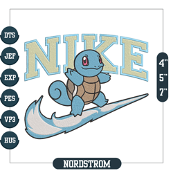 Nike Squirtle Embroidery Designs, Pokemon Embroidery Design File ,Nike Embroidery Design