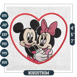 Mickey Minnie Mouse Couple Hugging Valentine Embroidery