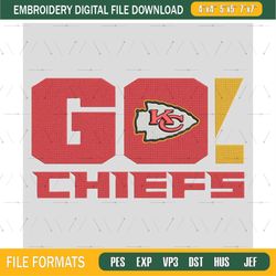 Kansas City Chiefs Go embroidery design, Chiefs embroidery, NFL embroidery