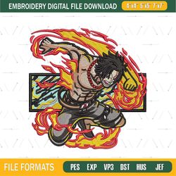 Portgas D Ace Flame Embroidery Design png