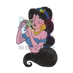 Jasmine Princess and Bird Embroidery Png