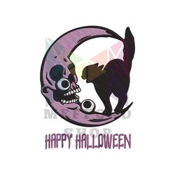 Happy Halloween Black Cat Moon Embroidery Design File Png