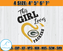 This Girl Loves Packers Embroidery, Packer Logo Embroidery, NFL Sport, Embroidery Design files, D13- Clasquinsvg