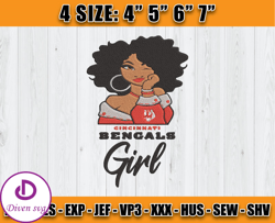 Cincinnati Bengals Girl Embroidery, Sport Embroidery, Nfl Embroidery, Sport Embroidery File